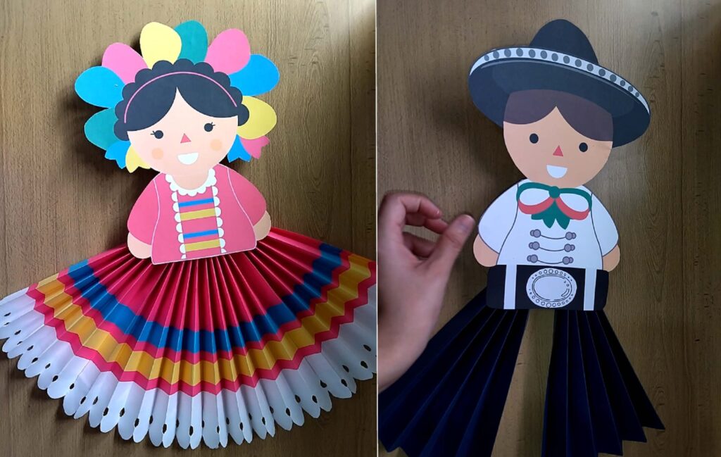 Muñecos mexicanos de papel para decorar 2